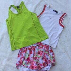 Women’s Avia Lined Running Shorts, High Waist, 2 Matching Tops, IZOD and BCG